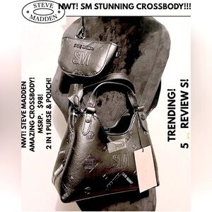 NWT! STEVE MADDEN BAG! W/ MIDDLE ZIPPER AND 2 SIDES THAT SHUT. SHE’S A BEAUTY!